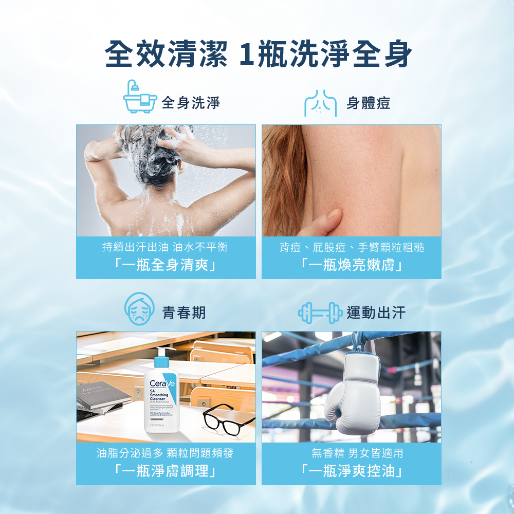 全效清潔1瓶洗淨全身，身體痘、青春期、運動出汗皆適用